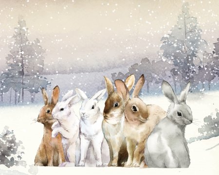 Зайчик в зимнем лесу