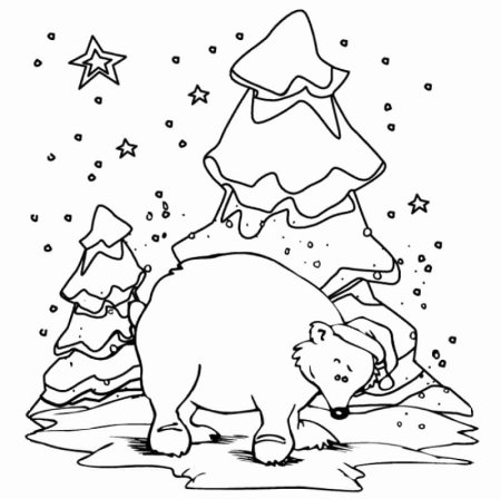 Новогодний лес раскраска
