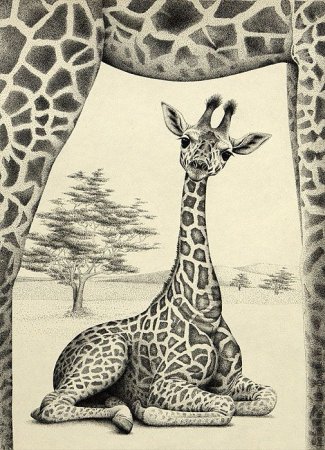 Жираф в графике