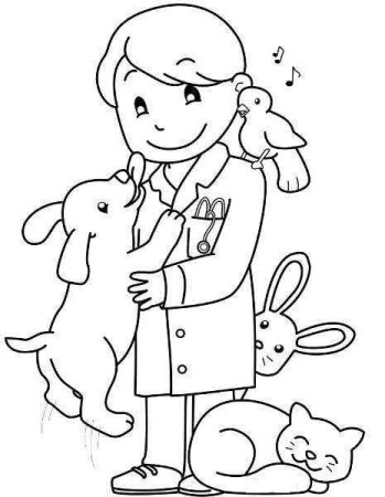 Профессия ветеринар раскраска