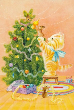 Зверюшки наряжают елку