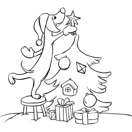 Новогодняя такса раскраска