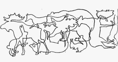 Контурные изображения диких животных
