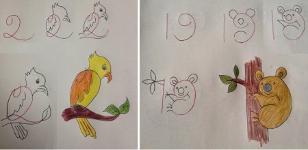 Забавные рисунки с помощью цифр