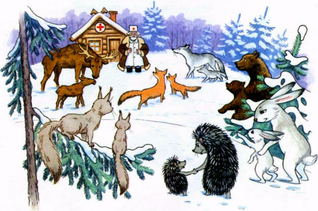 Дикие животные зимой для детей