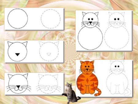 Схема рисования кошки в средней группе