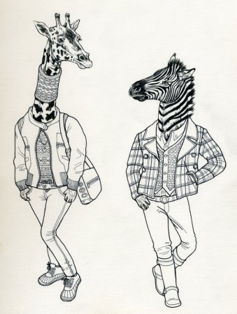 Рисунки животных в одежде