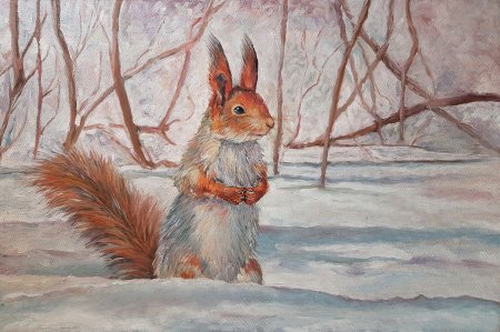 Зимние животные живопись