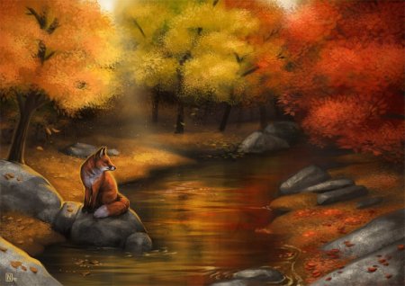 Осенний пейзаж с животными