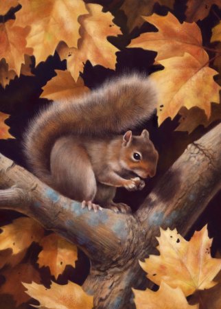 Животные осень живопись
