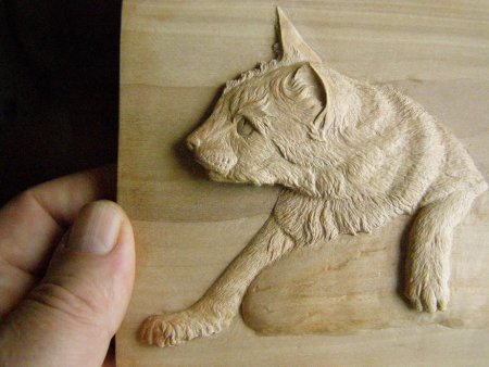 Резьба по дереву кот