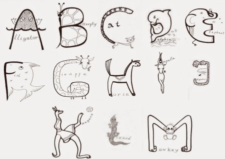 Буквы в виде зверей