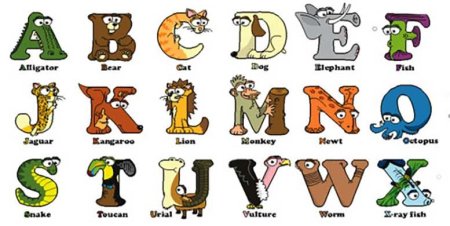 Английский алфавит в виде животных