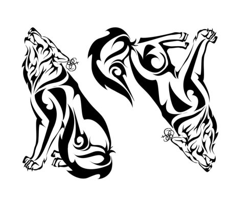 Тату черно белое животные