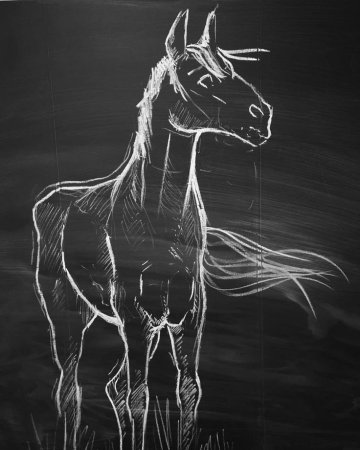 Лошадь мелом на доске