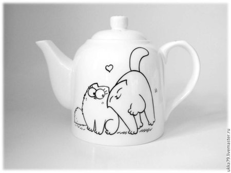 Чайник фарфоровый черно белые