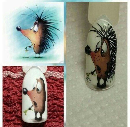 Ежик на ногтях