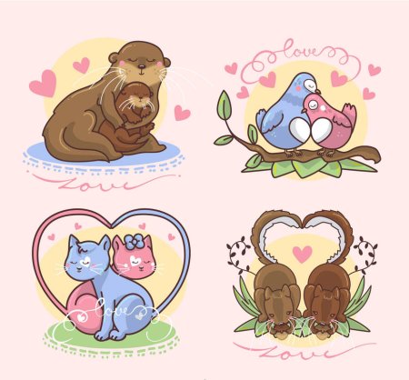 Влюбленные животные мультяшные