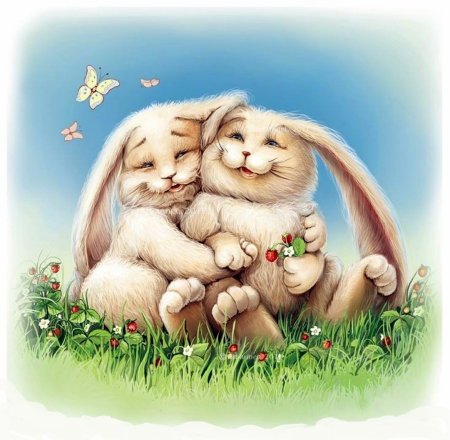 Зайчики обнимаются