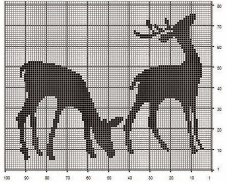 Филейное вязание олени схемы