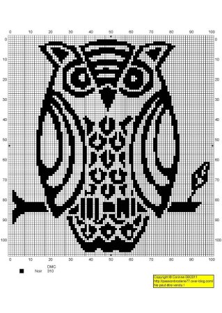 Монохромная вышивка крестом Сова