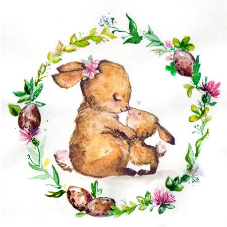 Акварельные животные день матери