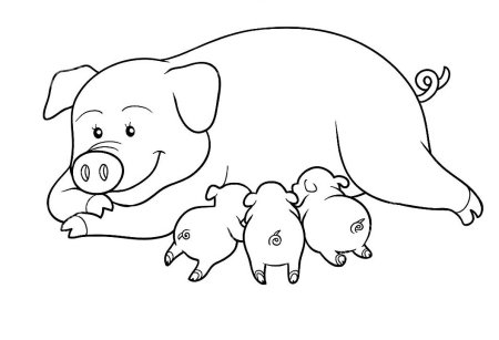 Раскраска свинья и поросенок