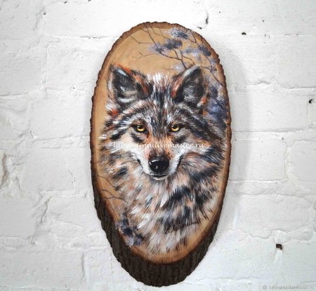 Рисование на срезе дерева