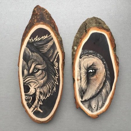 Панно на срезе дерева