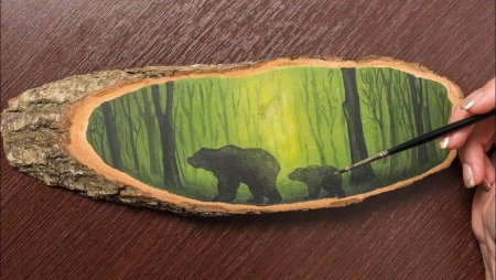 Срез дерева акварель