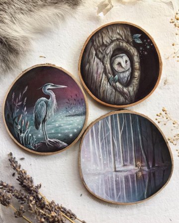 Живопись на спиле дерева