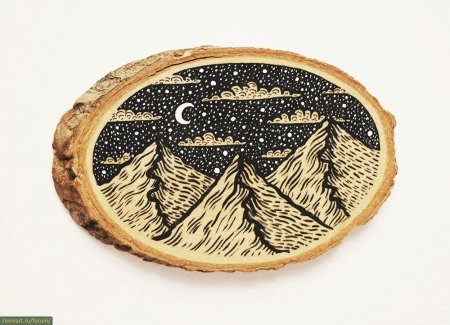 Выжигаем на срезе дерева