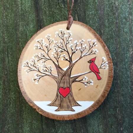 Рисование на спилах дерева для детей