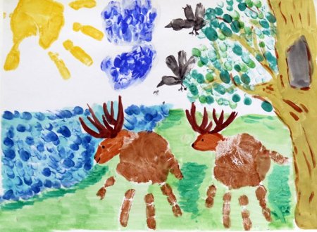 Рисование ладошками Крабик