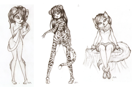 Кошка карандашом в полный рост