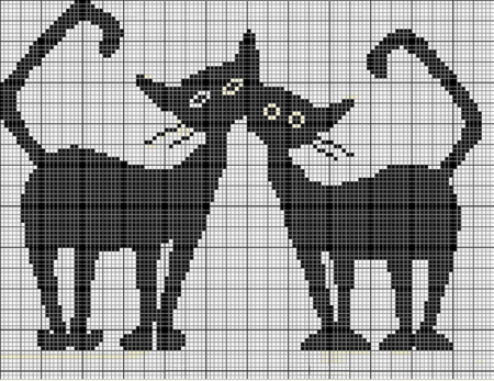 Монохромная вышивка крестом кошки