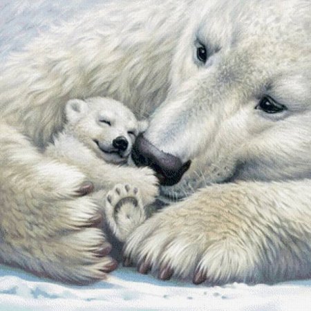 Вышивка Медведица с медвежонком