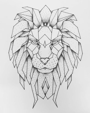 Тату Лев лайнворк