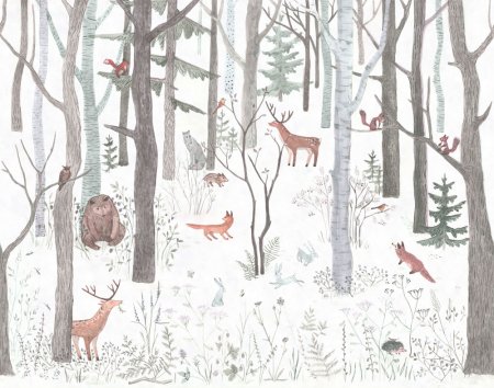 Фотообои в детскую лес с животными