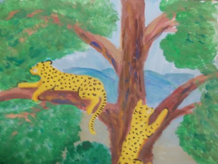 Леопард рисунок детский