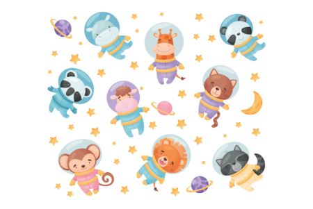 Животные космонавты мультяшные