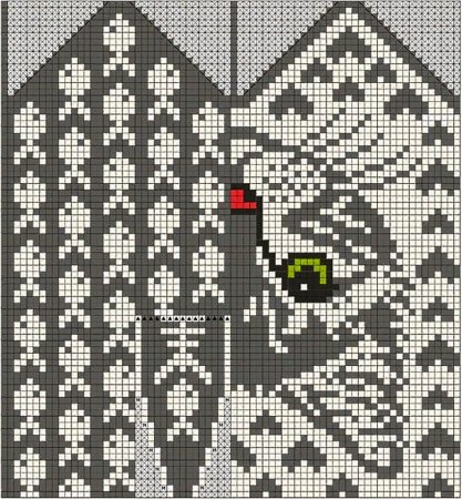 Варежки с орнаментом кошки