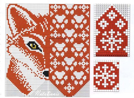 Варежки лисички жаккард