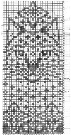 Варежки жаккард Сова схема