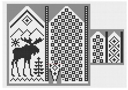 Жаккардовые варежки с оленем