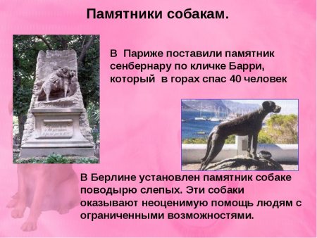 Памятники собакам с описанием