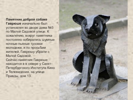 Гаврюша памятник бродячей собаке