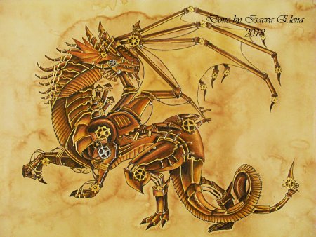 Дракон в стиле стимпанк