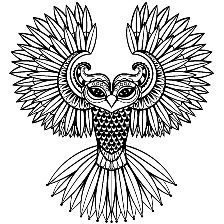 Сова с крыльями раскраска