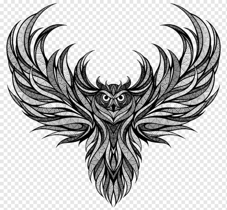 Сова с расправленными крыльями тату